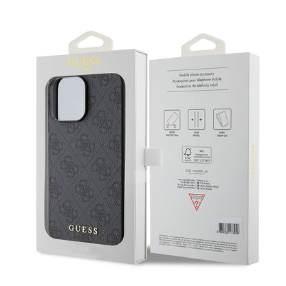 Θήκη για Apple iPhone 15 Pro Max, Guess, 4G Metal Gold Logo, Γκρι
