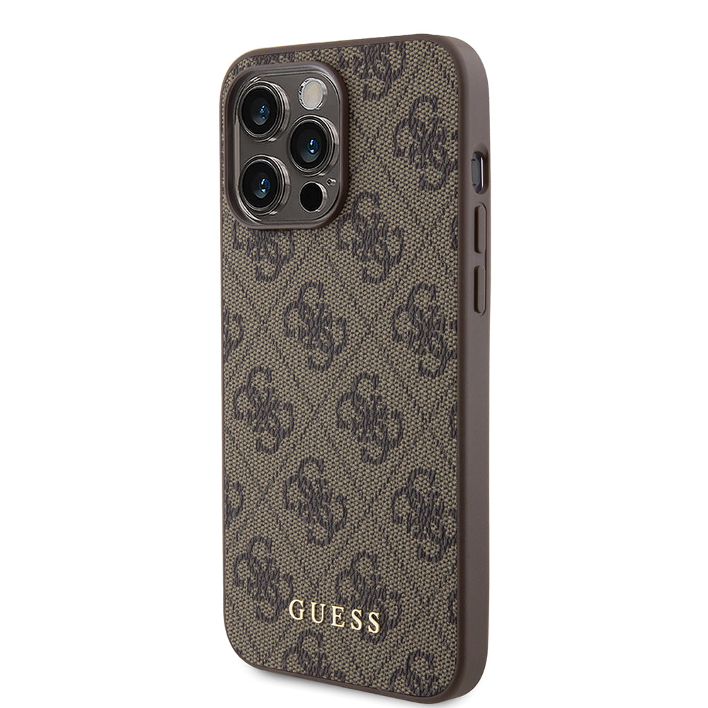 Θήκη για Apple iPhone 15 Pro Max, Guess, 4G Metal Gold Logo, Καφέ