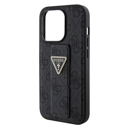 Θήκη για Apple iPhone 15 Pro Max, Guess, Grip Stand 4G Triangle Strass, Μαύρη