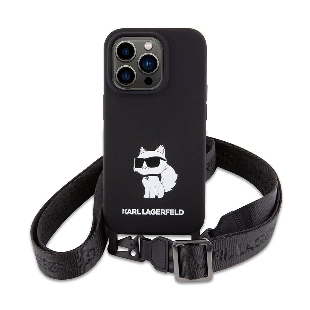 Θήκη για Apple iPhone 15 Pro Max, Karl Lagerfeld, Silicone Crossbody Ikonik Karl, Μαύρη