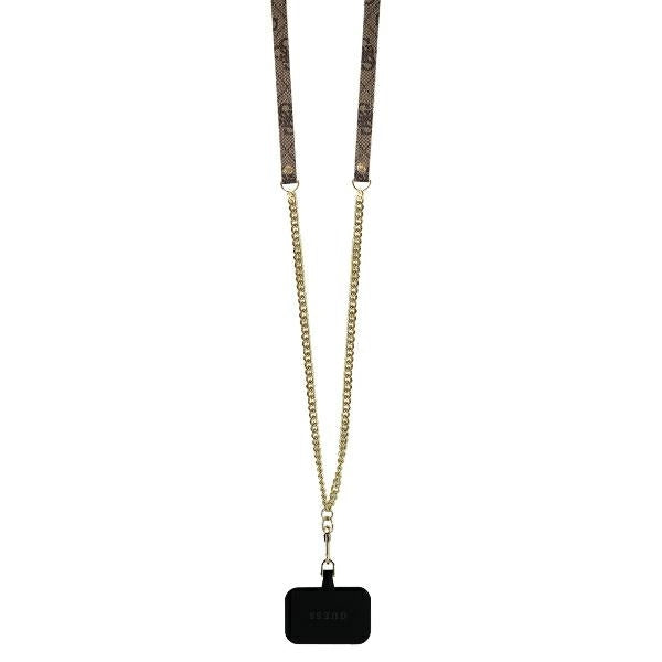 Θήκη για Apple iPhone 16, Guess, Crossbody 4G Triangle Strass, Καφέ