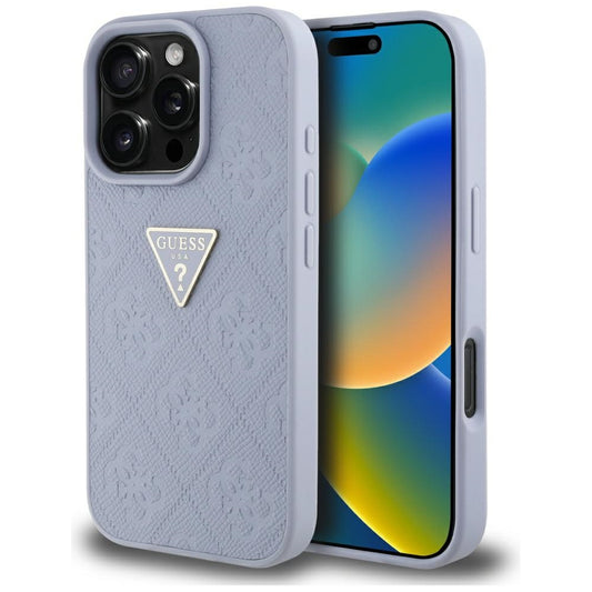 Θήκη για Apple iPhone 16 Pro Max, Guess, Hot Stamp 4G Pattern Triangle Logo, Ανοιχτό Μωβ