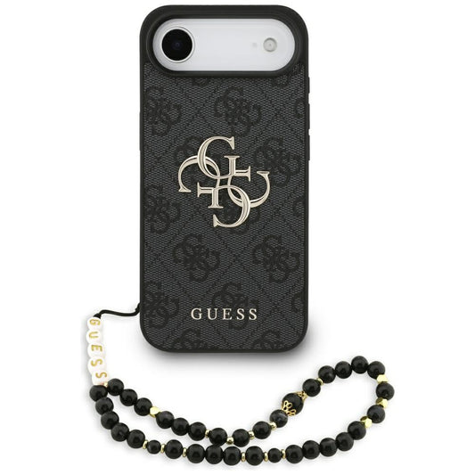 Case for Apple iPhone 17 Air, Guess, 4G Classic Logo with Strap, Black