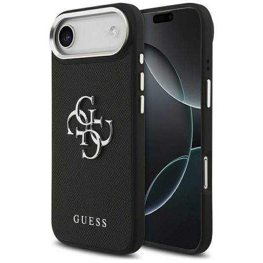 Θήκη για Apple iPhone 17 Air, Guess, 4G Grained Big and Classic Logo, Μαύρη Ασημί