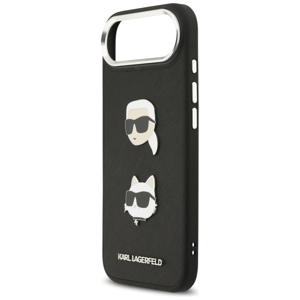 Case for Apple iPhone 17 Air, Karl Lagerfeld, Grained Karl & Choupette's Heads Pins and Logo, Black