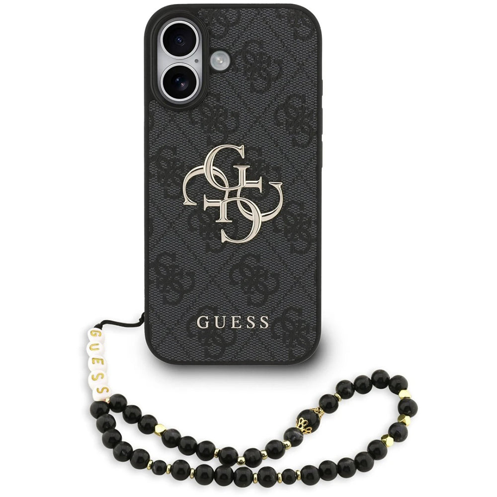 Θήκη για Apple iPhone 17, Guess, 4G Classic Logo με Λουράκι, Μαύρη