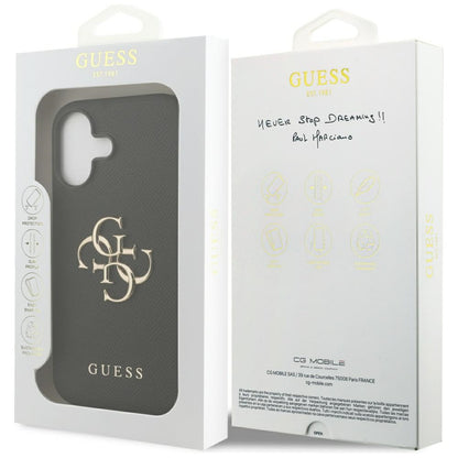 Case for Apple iPhone 17, Guess, 4G Grained Big and Classic Logo, Black