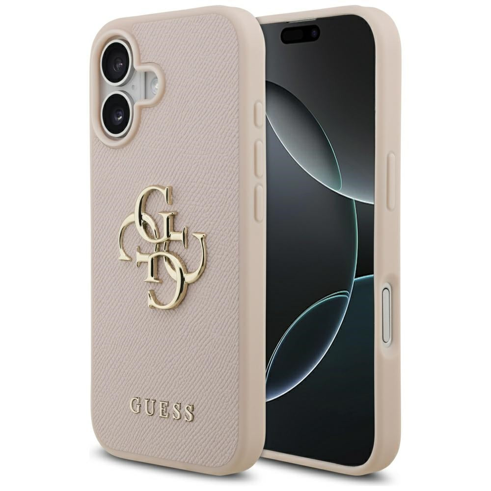 Case for Apple iPhone 17, Guess, 4G Grained Big and Classic Logo, Pink