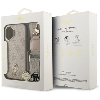Case for Apple iPhone 17, Guess, 4G Strass Logo and Big Strap, Pink