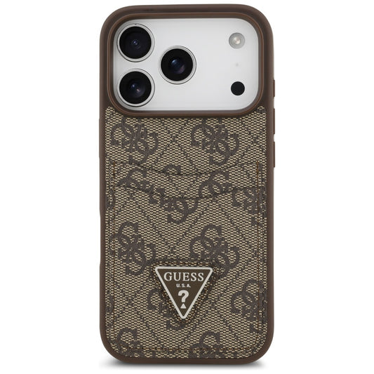 Θήκη για Apple iPhone 17 Pro, Guess, 4G Double Card Triangle, Καφέ