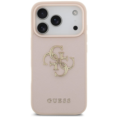 Case for Apple iPhone 17 Pro, Guess, 4G Grained Big and Classic Logo, Pink