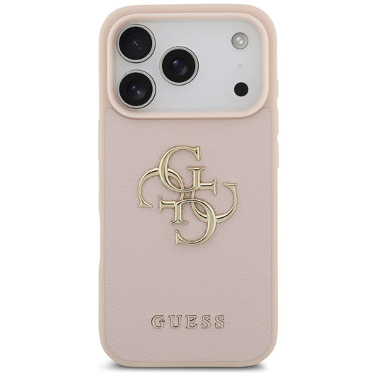 Case for Apple iPhone 17 Pro, Guess, 4G Grained Big and Classic Logo, Pink