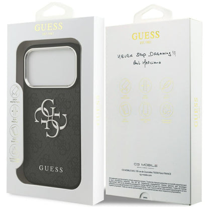 Case for Apple iPhone 17 Pro, Guess, Big 4G Logo Classic, Black Silver