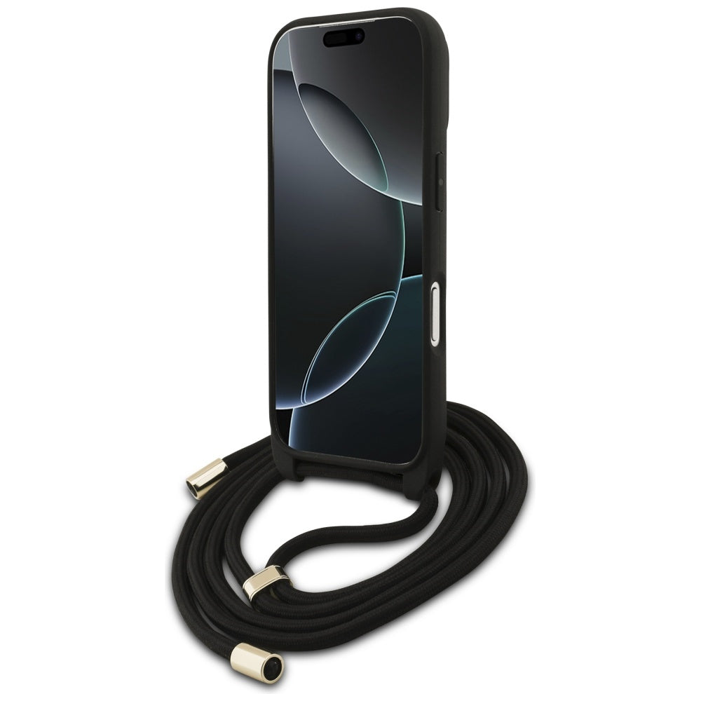 Case for Apple iPhone 17 Pro, Guess, Crossbody Cord 4G Big Log, Brown