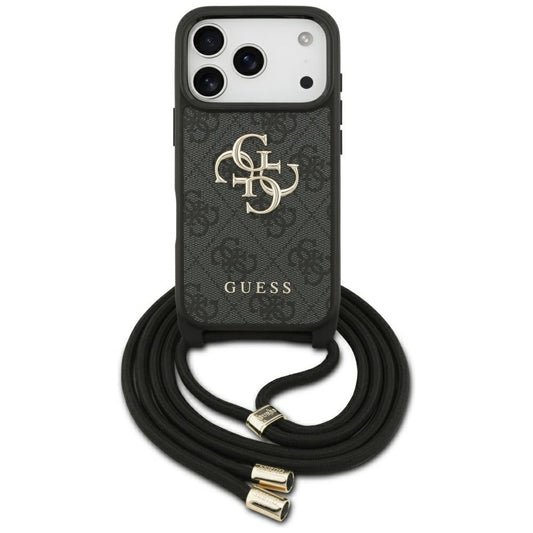 Case for Apple iPhone 17 Pro, Guess, Crossbody Cord 4G Big Log, Black