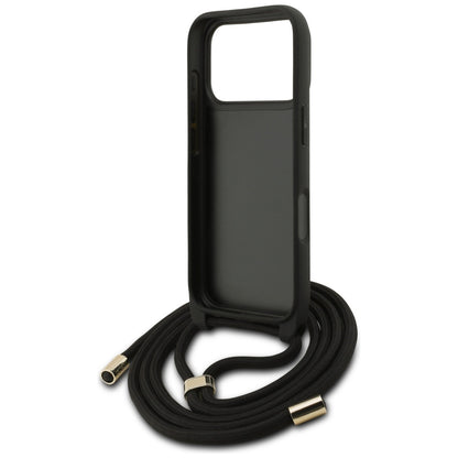 Case for Apple iPhone 17 Pro, Guess, Crossbody Cord 4G Big Log, Black