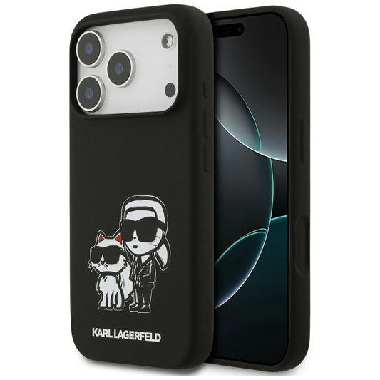 Θήκη για Apple iPhone 17 Pro, Karl Lagerfeld, Sketch and Logo Karl & Choupette, Μαύρη