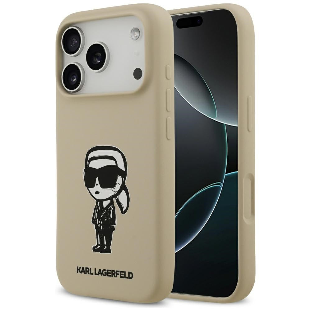 Case for Apple iPhone 17 Pro, Karl Lagerfeld, Sketch and Logo Karl, Brown