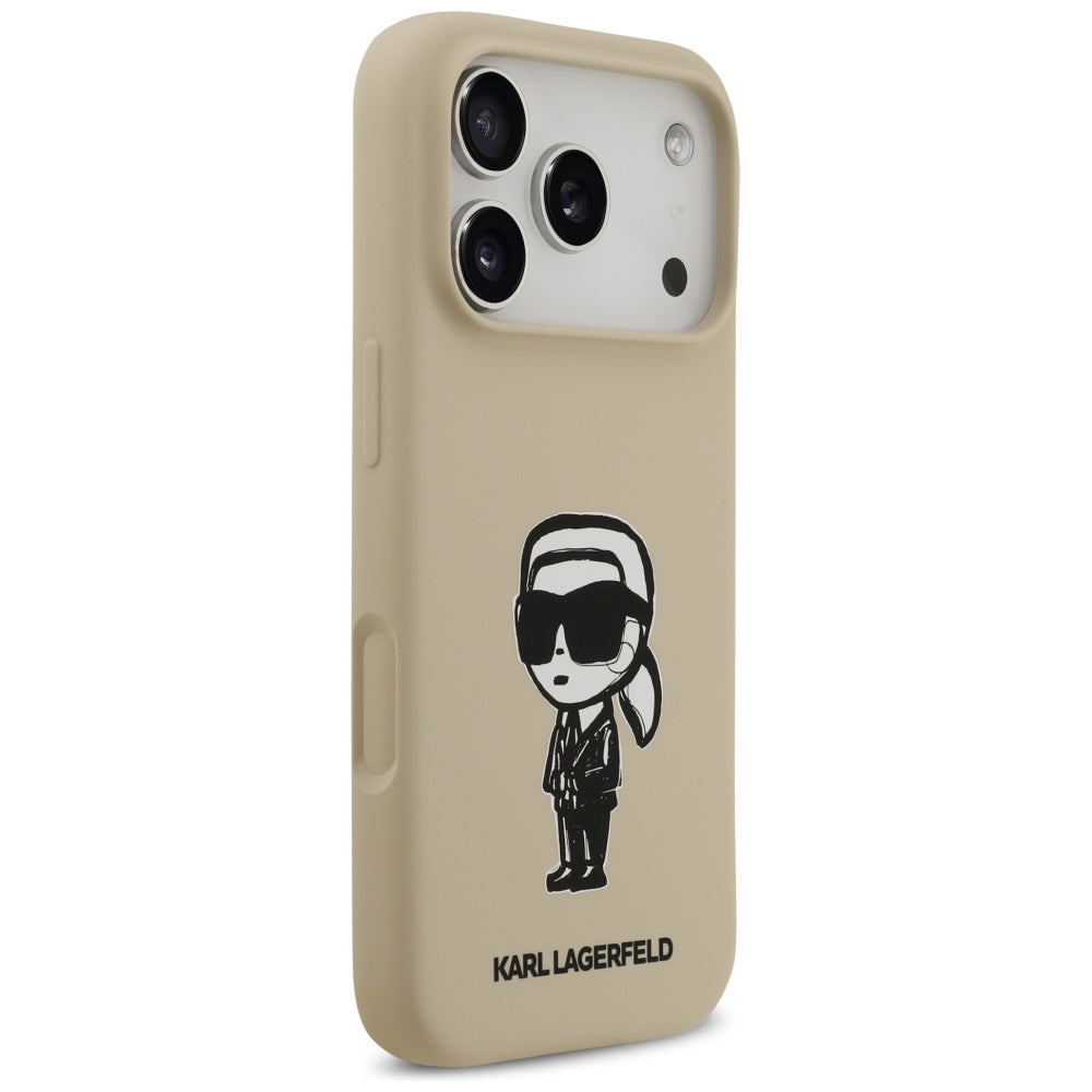 Case for Apple iPhone 17 Pro, Karl Lagerfeld, Sketch and Logo Karl, Brown