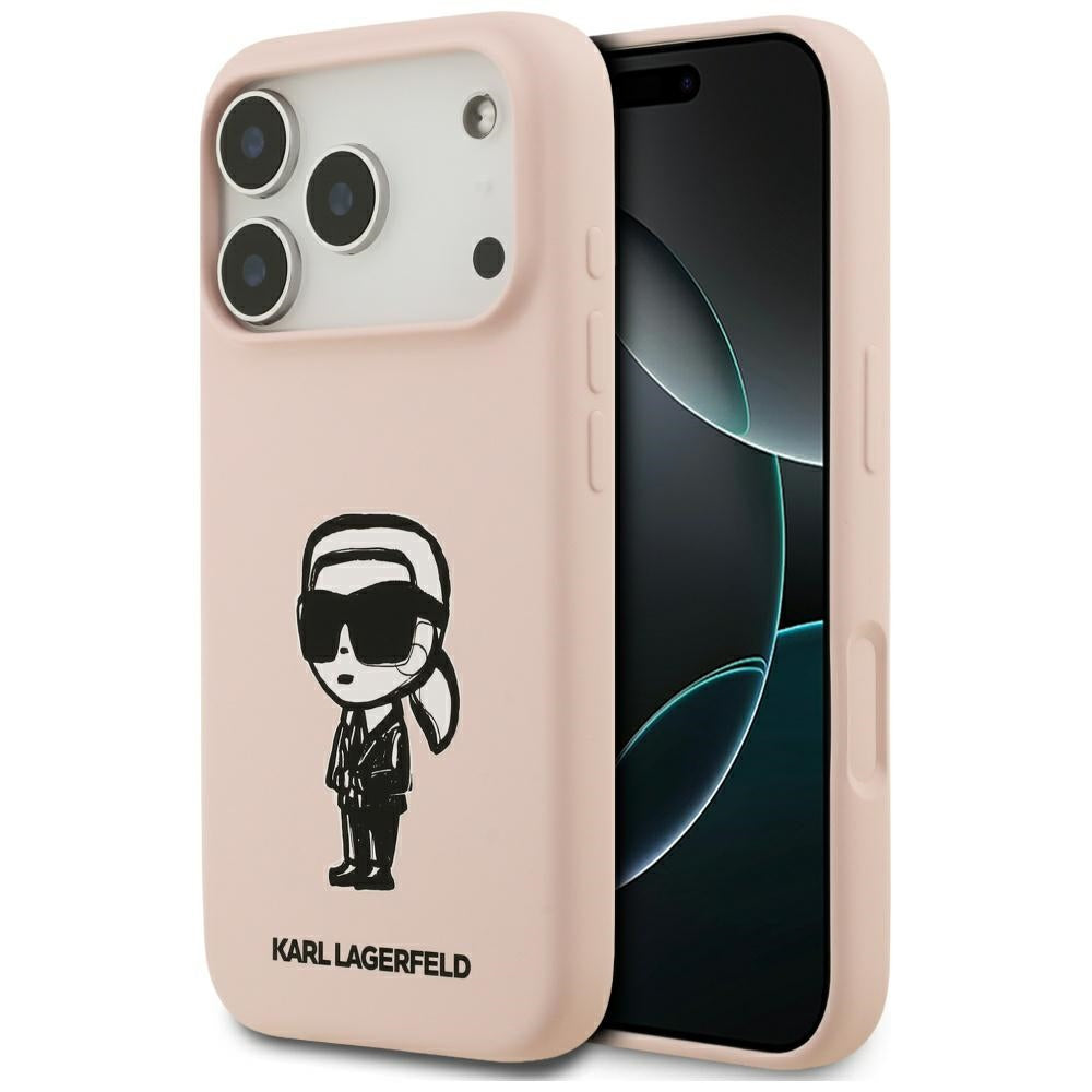 Case for Apple iPhone 17 Pro, Karl Lagerfeld, Sketch and Logo Karl, Pink