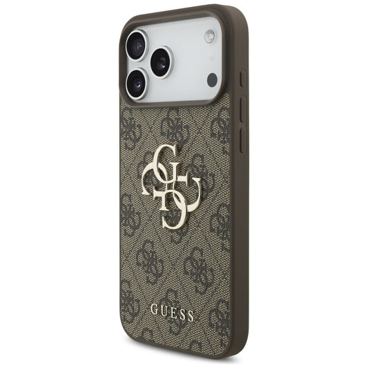 Θήκη για Apple iPhone 17 Pro Max, Guess, 4G Classic Logo με Λουράκι από Μαργαριτάρι, Καφέ