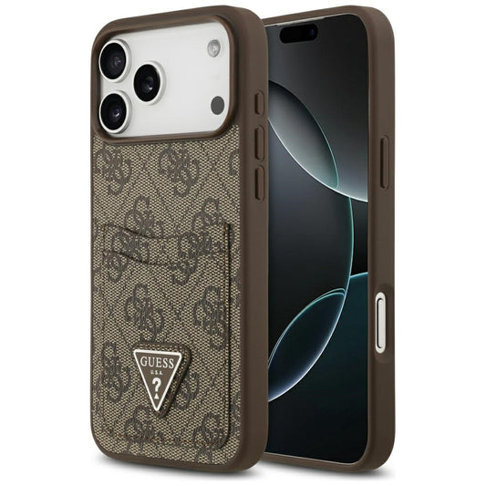 Case for Apple iPhone 17 Pro Max, Guess, 4G Double Card Triangle, Brown