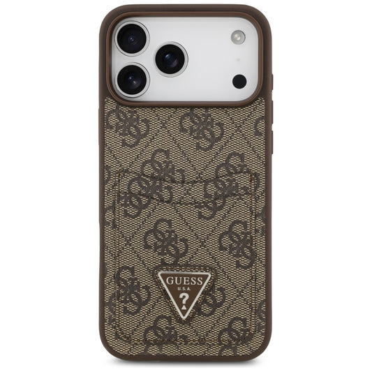 Case for Apple iPhone 17 Pro Max, Guess, 4G Double Card Triangle, Brown
