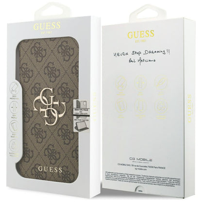 Case for Apple iPhone 17 Pro Max, Guess, 4G Metal Logo, Brown