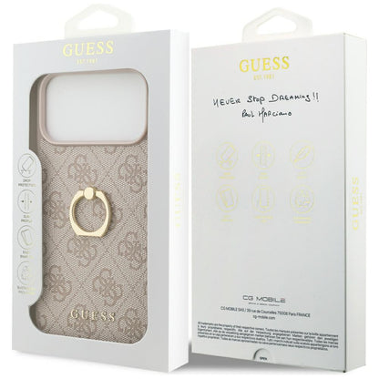 Case for Apple iPhone 17 Pro Max, Guess, 4G Ring Stand, Pink