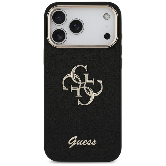 Θήκη για Apple iPhone 17 Pro Max, Guess, Fixed Glitter Big 4G Metal Frame, Μαύρη