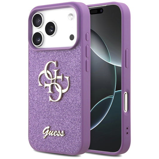Case for Apple iPhone 17 Pro Max, Guess, Fixed Glitter Big 4G, Purple