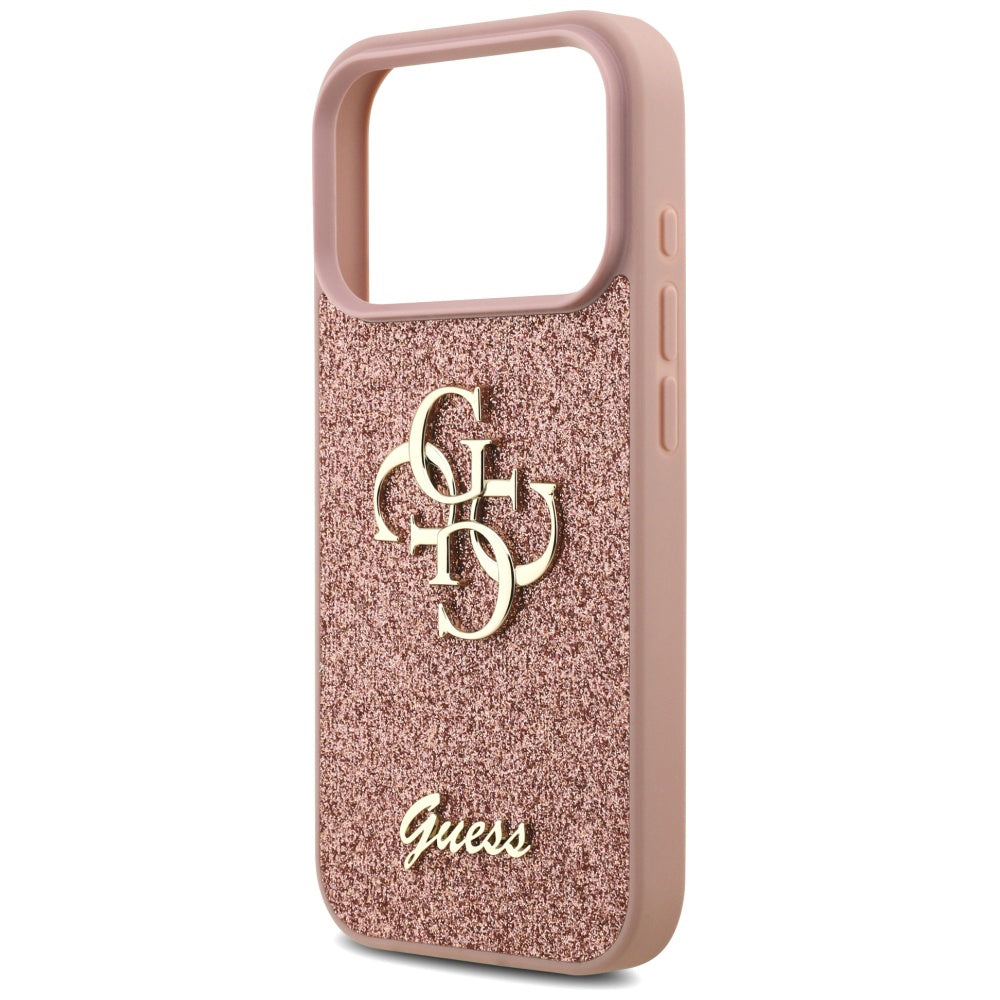 Case for Apple iPhone 17 Pro Max, Guess, Fixed Glitter Big 4G, Pink