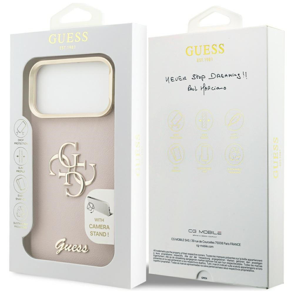 Θήκη για Apple iPhone 17 Pro Max, Guess, Grained Big 4G Stand Camera, Ροζ