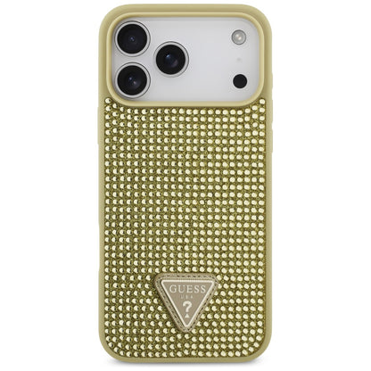 Case for Apple iPhone 17 Pro Max, Guess, Rhinestone Triangle Logo, Gold