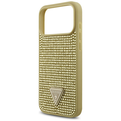 Case for Apple iPhone 17 Pro Max, Guess, Rhinestone Triangle Logo, Gold