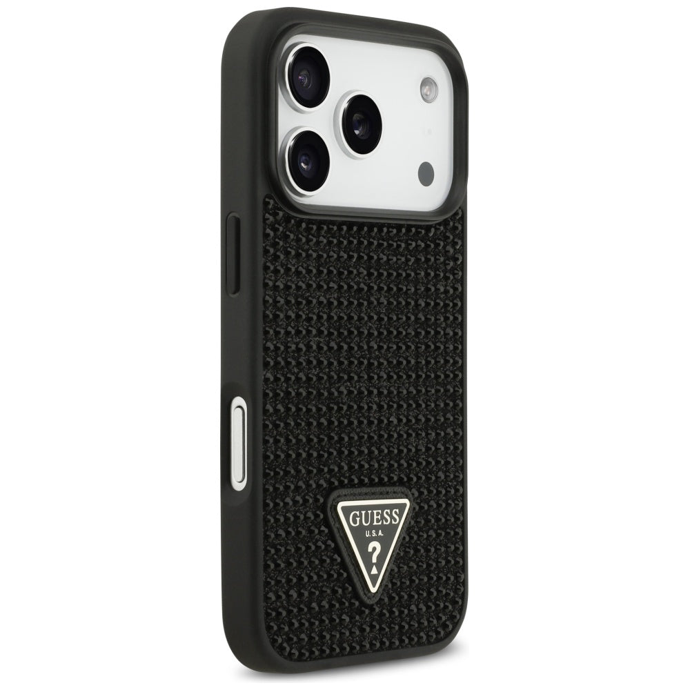 Case for Apple iPhone 17 Pro Max, Guess, Rhinestone Triangle Logo, Black