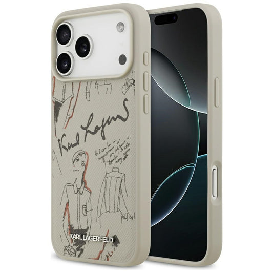 Θήκη για Apple iPhone 17 Pro Max, Karl Lagerfeld, Grained Pattern Logo, Γκρι