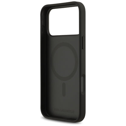 Case for Apple iPhone 17 Pro Max, Karl Lagerfeld, Grained Pattern Logo, Black