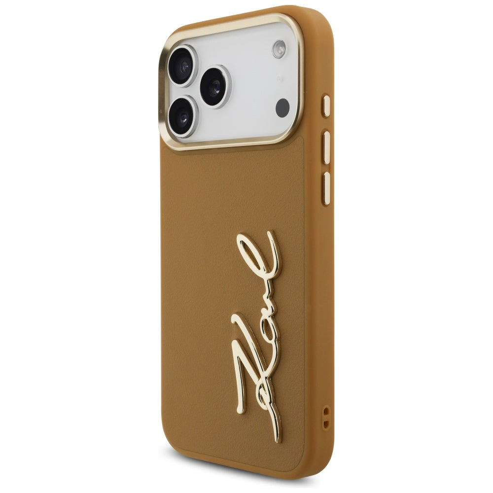 Case for Apple iPhone 17 Pro Max, Karl Lagerfeld, Script Logo, Brown