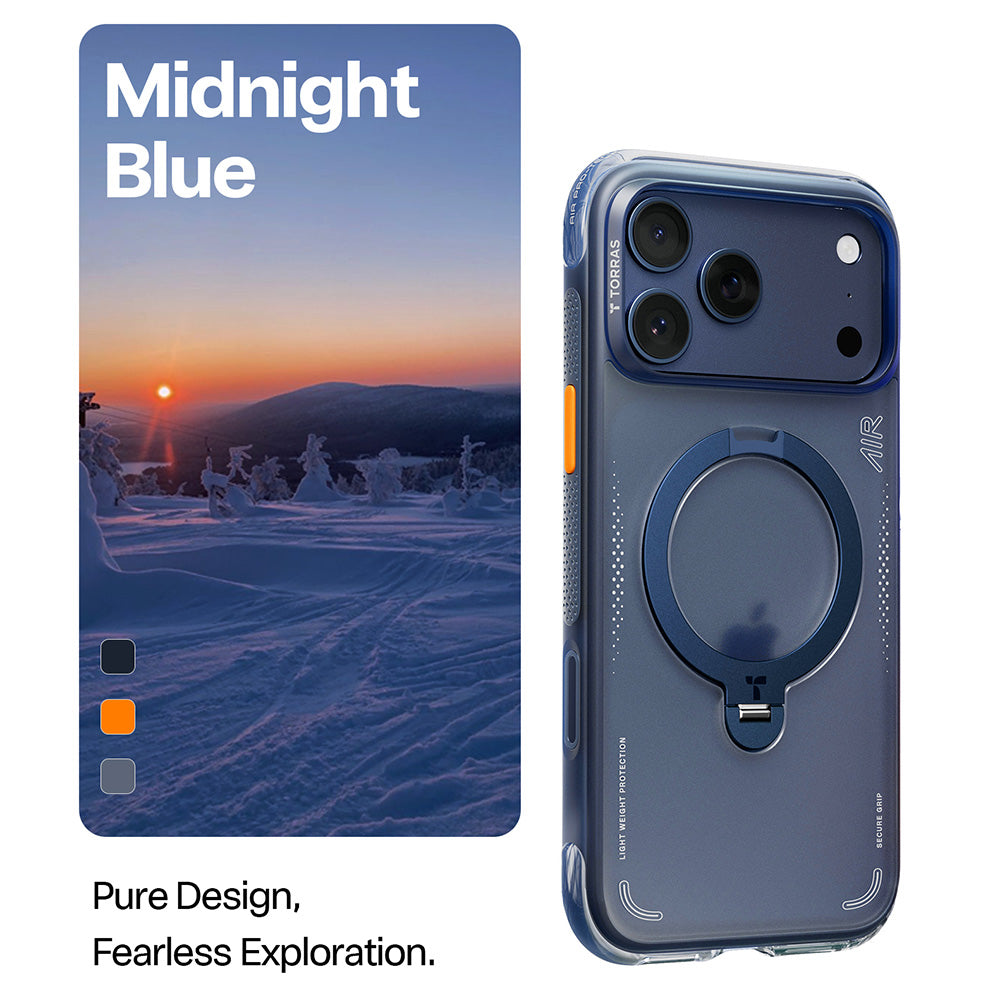 MagSafe Case for Apple iPhone 17 Pro, Torras, Ostand Spin Air, Blue