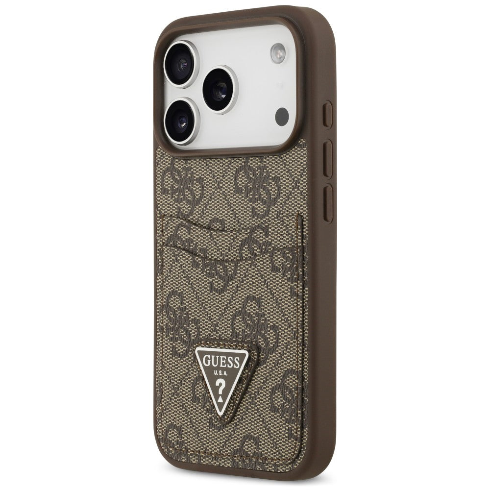 Θήκη για Apple iPhone 18 Pro / 17 Pro, Guess, 4G Double Card Triangle, Καφέ