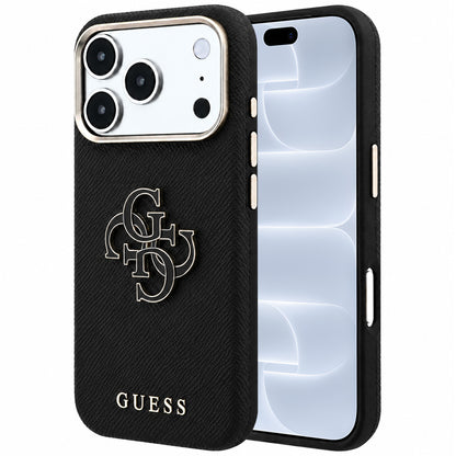 Θήκη για Apple iPhone 18 Pro / 17 Pro, Guess, Μεγάλο Λογότυπο από Ρητίνη με Υφή, Μαύρο
