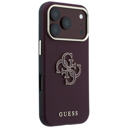 Θήκη για Apple iPhone 18 Pro / 17 Pro, Guess, Μεγάλο Λογότυπο από Ρητίνη με Υφή, Βυσσινί
