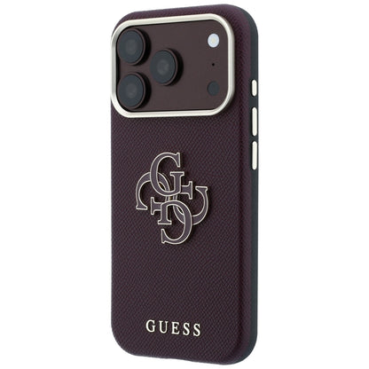 Θήκη για Apple iPhone 18 Pro / 17 Pro, Guess, Μεγάλο Λογότυπο από Ρητίνη με Υφή, Βυσσινί