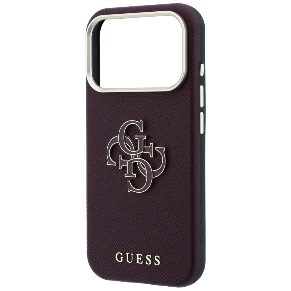 Θήκη για Apple iPhone 18 Pro / 17 Pro, Guess, Μεγάλο Λογότυπο από Ρητίνη με Υφή, Βυσσινί