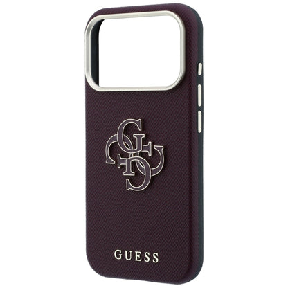 Θήκη για Apple iPhone 18 Pro / 17 Pro, Guess, Μεγάλο Λογότυπο από Ρητίνη με Υφή, Βυσσινί