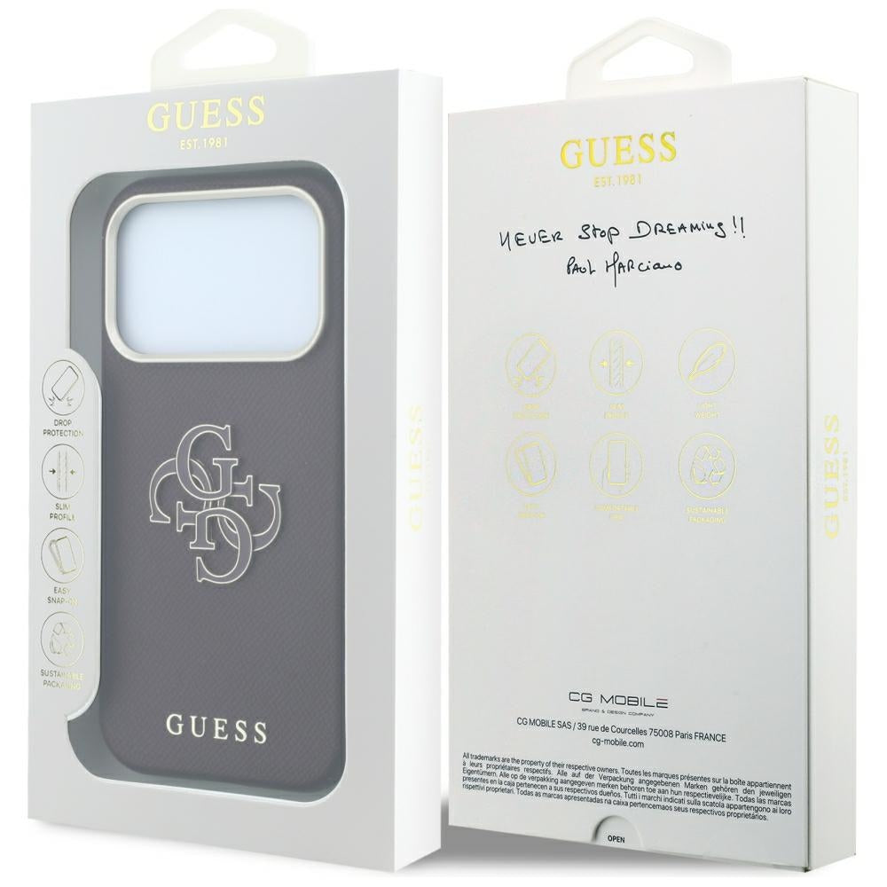 Θήκη για Apple iPhone 18 Pro / 17 Pro, Guess, Μεγάλο Λογότυπο από Ρητίνη με Υφή, Βυσσινί