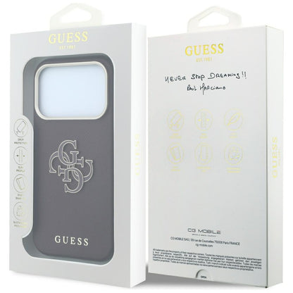 Θήκη για Apple iPhone 18 Pro / 17 Pro, Guess, Μεγάλο Λογότυπο από Ρητίνη με Υφή, Βυσσινί