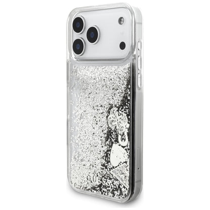 Θήκη για Apple iPhone 18 Pro / 17 Pro, Guess, Liquid Glitter Charms, Ασημί