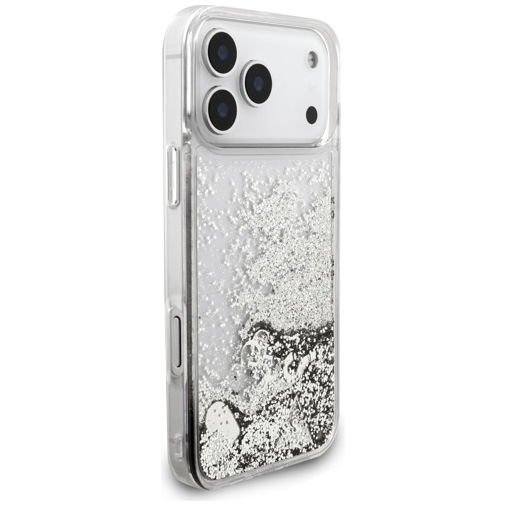Θήκη για Apple iPhone 18 Pro / 17 Pro, Guess, Liquid Glitter Charms, Ασημί